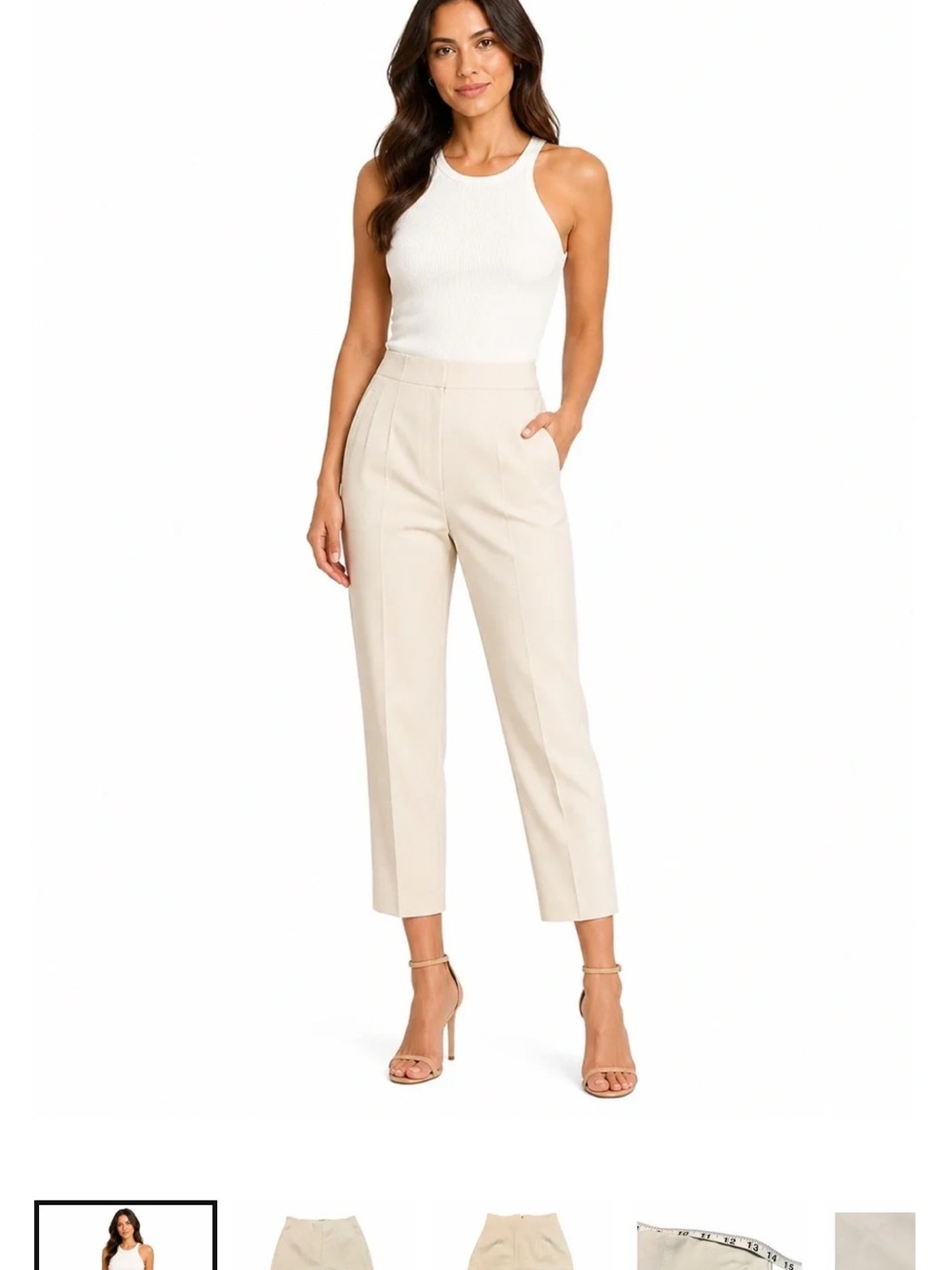 Zara Cropped Tailored Pants in Light Beige
